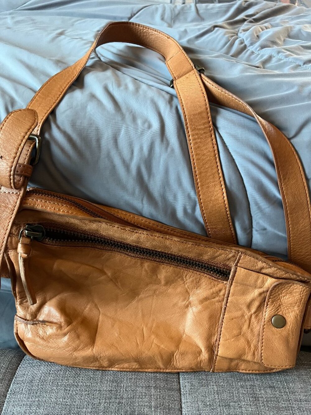 Free People Brown Leather Belt Bag Crossbody Boho